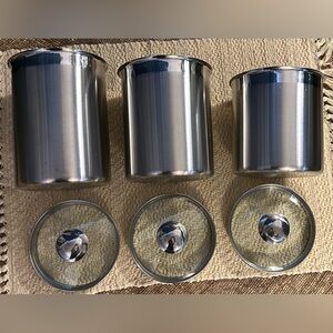 Stainless Steel Canister Set (3) with Glass Lids